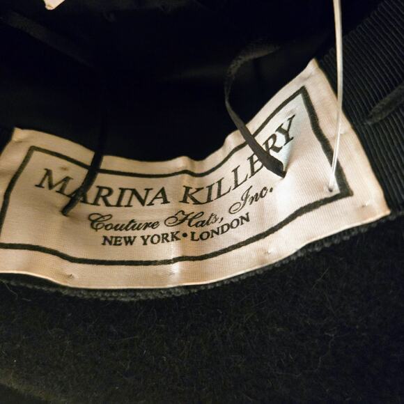 Marina Killery couture Vintage Black Hat NWT Collector\'s Rare Adjustable size main image 7